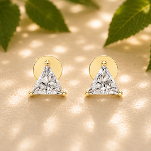 Boucles d'oreilles clous en diamant de laboratoire triangulaire, certifiées IGI DEF VVS VS, en or massif, vente en gros d'usine, fabricant de bijoux OEM ODM - Product Image 1