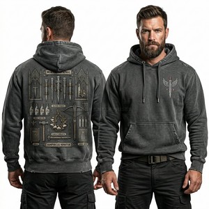 Sudadera con Capucha Personalizada con Estampado de Neón para Hombre, Negra, Lavado Ácido, Estilo Urbano, Gráfico de Colmillos de Vampiro, Sudadera de Felpa de Algodón Grueso - Product Image 4