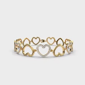 Handmade Bracelet 18k Yellow Gold Moissanite Heart Bracelet Bangle Moissanite Diamond Bracelet <b>Gift</b> for - Product Image 2