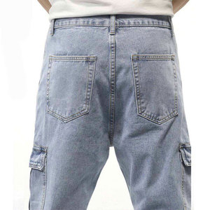 Jeans de Mezclilla Cargo Azul Claro para Hombre, Corte Regular, Estilo Casual, Lavado a la Arena, para Primavera, OEM - Product Image 6