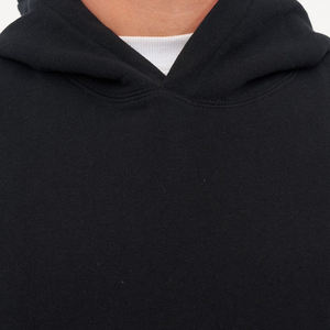 Sudadera con Capucha Negra Extra Grande para Hombre, Color Sólido, Tejido de Algodón, Corte Casual, Largo Regular, Diseño con Bolsillos, Ropa de Otoño - Product Image 6