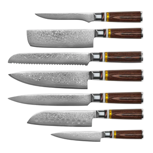 Damascus Steel <b>Knife</b> <b>Set</b> 7-Piece Wood Handle Polished Blade <b>Sharp</b> Chef <b>Knives</b> Ambidextrous Professional chef <b>knife</b> <b>set</b> - Product Image 1