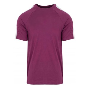 <b>Men's</b> White Short Sleeve O-Neck <b>T</b>-<b>Shirt</b> With <b>Navy</b> <b>Blue</b> Contrast Trim Regular Fit Casual Solid Color Jersey Knitted - Product Image 6