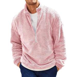 2025 hommes Anti-rides floue Sherpa sweat à manches longues quart fermeture éclair pull hiver automne polaire vêtements d'extérieur XL 3D broderie - Product Image 1