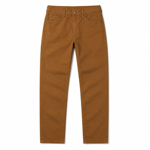 Wholesale <b>Men's</b> <b>Brown</b> Cotton Canvas Casual <b>Chino</b> Pants Straight Fit Mid Rise Button Fly Flat Front Five Pocket Trousers - Product Image 4
