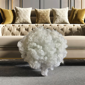 Fibra de Poliéster Virgen Reciclada Siliconizada Conjugada Blanca HCS 15D de Alta Calidad para Relleno de Almohadas y Sofás - Product Image 1