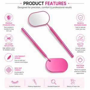 Handheld Oval Makeup Mirror Metal <b>Frame</b> Single Side <b>Pink</b> Gold Blue Black Rainbow - Product Image 4