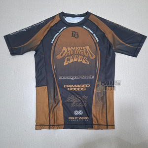 เสื้อรัดกล้ามเนื้อสำหรับฝึกซ้อม MMA แบบไม่ใช้ยีนส์ (NoGi) สำหรับผู้ชาย แขนสั้น ยี่ห้อ Custom BJJ Rash Guard เหมาะสำหรับการต่อสู้ - Product Image 2