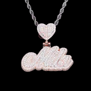 Luxury Heart Hook Custom Name Pendant Fine Jewelry Pendants & <b>Charms</b> Personalized Necklace Wholesale Fashion Gift - Product Image 2