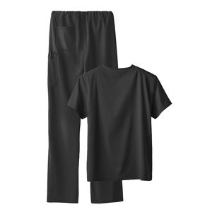 Tenues de travail pour femmes en polyester-coton de haute qualité, coupe ample, col en V, manches courtes, multi-poches, style uni et tendance - Product Image 4