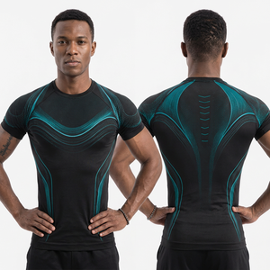 Camiseta Deportiva Unisex de Manga Corta con Cuello Redondo, Ajustada, de Compresión, Sólida, Transpirable, de Secado Rápido y que Absorbe la Humedad - Product Image 2
