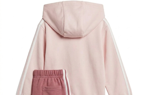 Conjunto Deportivo Casual para Niñas, Sudadera con Capucha Rosa, Manga Larga con Cierre, Diseño de Tres Rayas en Color Sólido para Primavera - Product Image 4
