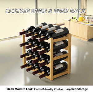 Porte-verres à vin moderne en bois fait main, écologique, avec tiroir coulissant, meuble de présentation pour la maison - Product Image 2