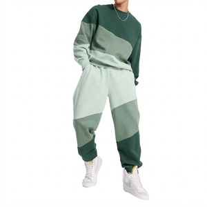 Ensemble de survêtement unisexe à blocs de couleurs, sweat-shirt à manches longues et col rond, coupe ample, avec poches latérales, taille élastique, automne - Product Image 2