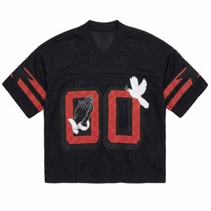 เสื้อฟุตบอลทรงปกติ ผ้าตาข่าย คอวี แขนสั้น พิมพ์ลายดิจิทัล 00 ลายมืออธิษฐานและนกพิราบ สไตล์สตรีท ระบายอากาศได้ดี - Product Image 5
