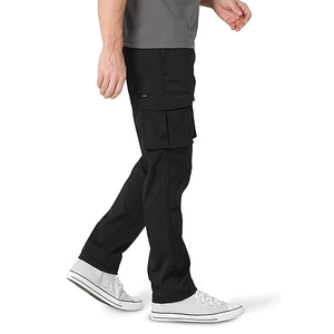 Pantalon cargo noir pour homme, coupe droite, multi-poches, pantalon utilitaire pour le travail décontracté, la mode de rue - Product Image 3