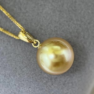 Pendentif en perle d'or de Nanyang de base, niveau débutant, or 18 carats, boucle en forme de grain de melon, avec des breloques en perle d'or ronde épaisse de 11-12 mm - Product Image 3