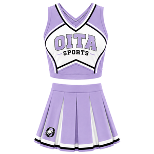 Ensemble d'uniforme de cheerleading lavande : Crop top et jupe plissée pour compétition de danse d'équipe, tenue de performance sportive - Product Image 1