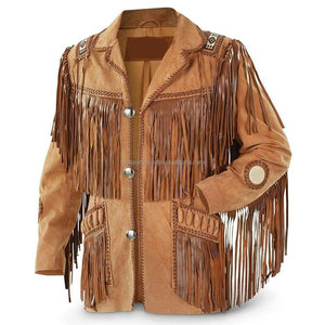 OEM 2025 nuevo diseño chaqueta marrón con flecos para hombre transpirable de talla grande bajo Moq hecho a medida chaquetas con flecos de moda de cuero auténtico - Product Image 1