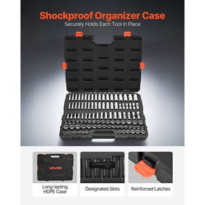 Juego de Llaves de Tubo Métricas de 104 Piezas, 3/8 Pulgadas, 6-24 mm de Profundidad, Estuche de Almacenamiento, Cromado, Aleación CR-V - Product Image 5