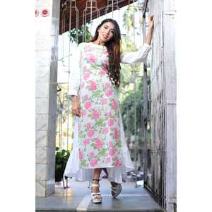 Robe florale rose flamant rose respirante et confortable taille XS taille naturelle pour les occasions quotidiennes - Product Image 2