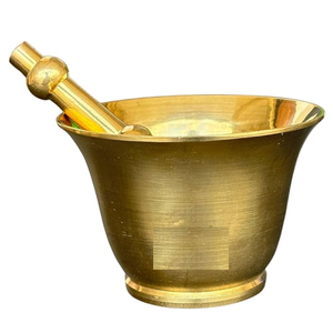 High Quality Brass Mortar And Pestle With Polish Finished For Manual Coffee And Spices <b>Grinder</b> Kitchenware Metal Imam Dasta - Product Image 4