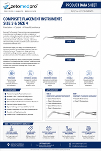 Instrument de placement composite dentaire Premium PFI/Tufts en acier inoxydable, instrument de restauration OEM Zetomed Pro - Product Image 2