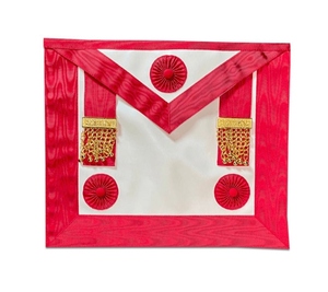 Tablier de Maître du Rite écossais avec Rosettes et Pendentifs, Broderie Machine Professionnelle, Dentelle, Épingle de Sûreté, Qualité Supérieure - Product Image 4