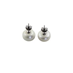 Pendientes de Plata S925 con Perlas Grandes para Mujer, Alta Calidad, Diseño Redondo Plano y Simple, Pendientes Completos con Diseño Dominante - Product Image 5