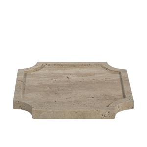 Hot selling travertine marble designer <b>edge</b> tray decorative serving tray multipurpose organizer tray modern home decor premium - Product Image 1