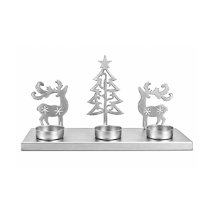 Metal <b>Christmas</b> Tealight Holder With <b>Reindeer</b> And Tree Design Matte Blue Finish Tealight Holder For Holiday Table Centerpiece - Product Image 6