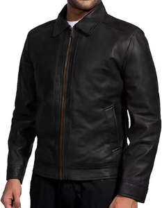 Chaqueta de Cuero para Hombre 2026 de Alta Calidad, Personalizada, Resistente al Agua, de Piel Vacuna, Color Negro, con Cierre de Cremallera, Venta al Por Mayor - Product Image 5