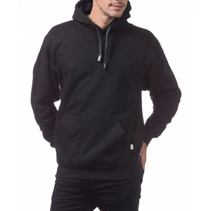 Men's Solid <b>Black</b> Hooded <b>Fleece</b> Sweatshirt Regular Fit Casual Pullover with Front Pocket Autumn Wear - Product Image 3