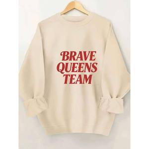 Sweat-shirt d'hiver unisexe respirant et écologique en tissu éponge à col rond Brave Queens Team avec impression personnalisée - Product Image 1