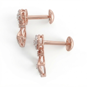 Round Lab Grown & Natural Diamond <b>Earrings</b> in 9K Rose Gold | 0.37 CT Women's <b>Fine</b> Jewelry - Product Image 2