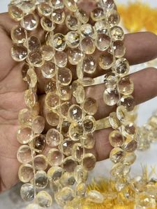 ลูกปัดควอตซ์ซิทรินธรรมชาติทรงหัวใจเจียระไน ขนาดประมาณ 6-7 มม. เส้นใยขนาด 8 นิ้ว - Product Image 2