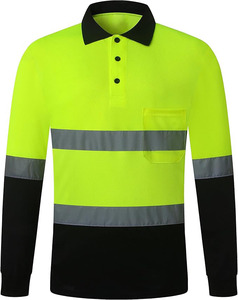 Chemises polo de sécurité réfléchissantes d'été, vêtements de travail de nuit, travaux routiers, chemises polo de sécurité haute visibilité noires - Product Image 1