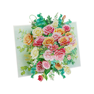 Tarjeta de Felicitación 3D Pop-Up con Rosa Floreciente, Hecha a Mano, Romántica, de Papel, para Regalo, Venta al Por Mayor - Product Image 1