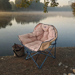 Design moderne à la mode CC10 extérieur jardin pique-nique Camping meubles en acier inoxydable pliant Relaxation chaise circulaire doux coussin - Product Image 1