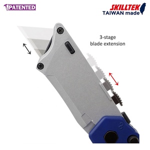 Couteau utilitaire professionnel pliant robuste à double lame rétractable 2-en-1, coupe-boîte de poche avec mécanisme de changement rapide de lame pour le bricolage - Product Image 4