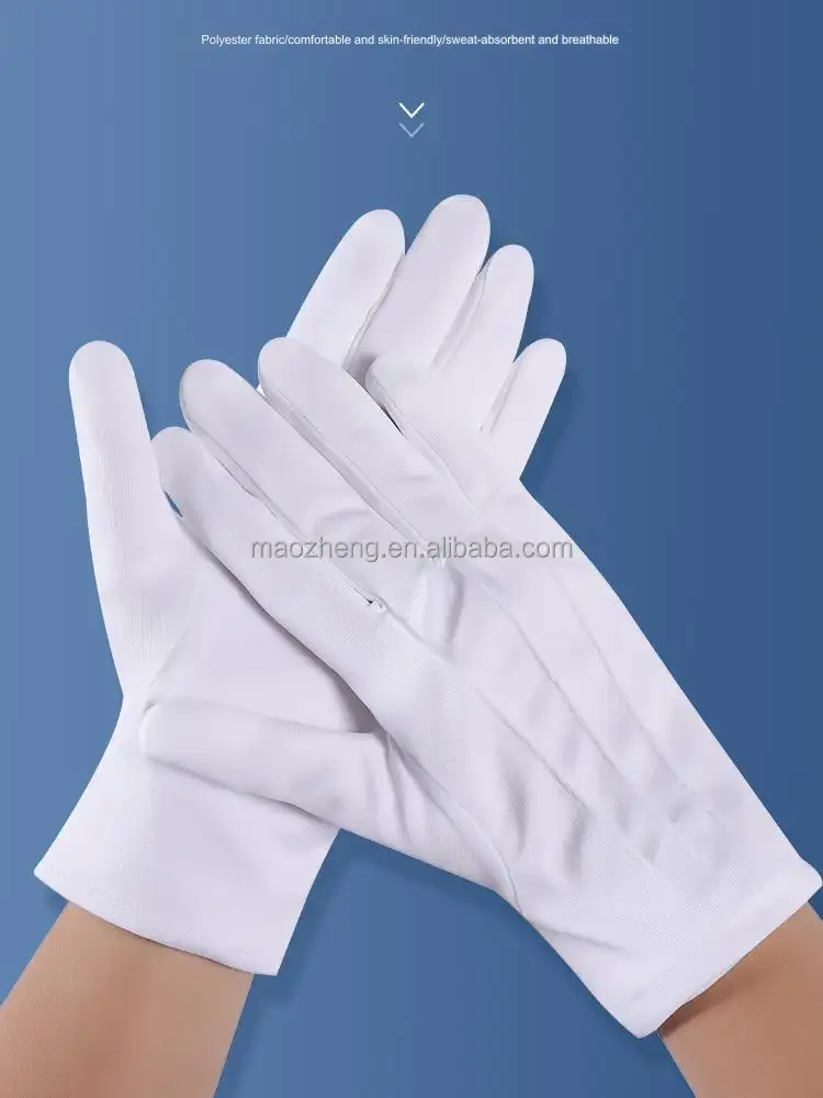 Premium-Qualität elastisch reine weiß Schule Etikett zeremonielle Arbeit Baumwolle Handschuhe für Ehre Wächter Parade