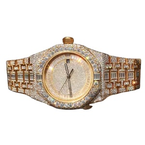 Montre à Quartz Classique de Luxe en Acier Inoxydable Unisexe Baguette Diamant Hip Hop Glacé Moissanite Verre Saphir Étanche - Product Image 4