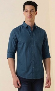 เสื้อเชิ้ตผู้ชาย Enovate แบบกระดุมสองแถว สีพื้น แขนยาว สไตล์ลำลอง ปกคอพับ ระบายอากาศได้ดี ผ้าป๊อปลินคอตตอน - Product Image 2
