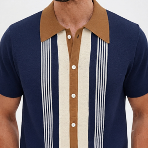 Chemise Homme Vintage en Soie Viscose Tricotée Anti-Plis à Manches Courtes Boutonnée Style Rétro Décontracté Été Streetwear Tendance Col Revers 190g - Product Image 6