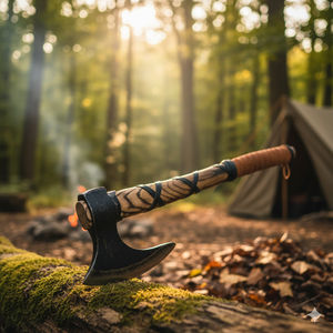 Hacha Vikinga de Doble Hoja de Acero Inoxidable Forjada a Mano, Mango de Madera de Fresno de Grado Industrial, Garantía de 3 Años, Uso en Supervivencia, Bodas - Product Image 1