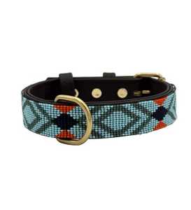 Collar para Perro Hecho a Mano con Cuentas de Cuero Genuino - Cintas con Patrones Animales, Diseño Geométrico Tradicional Maasai, Hebilla de Latón - Product Image 2