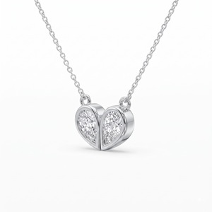 Collar de Corazones Dobles de Alta Calidad en Plata de Ley 9KT 10KT 14KT 18KT con Diamantes Naturales y Cultivados en Laboratorio, Joyería de Regalo para Mujer - Product Image 4