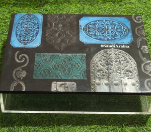 Moroccan Style Rectangular <b>Storage</b> <b>Box</b> With Engraved Design Acrylic Base <b>For</b> Living Room Decorative <b>Storage</b> - Product Image 3