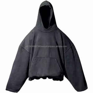 Usine personnalisée goutte épaule sans ficelle 500 Gsm sweat à capuche coton surdimensionné Double couche poids lourd sweats à capuche hommes - Product Image 1