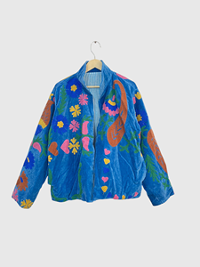 Veste en velours brodée, col mandarin, manches longues, motif floral, broderie à la main, grande taille, vêtements de printemps pour femmes - Product Image 1